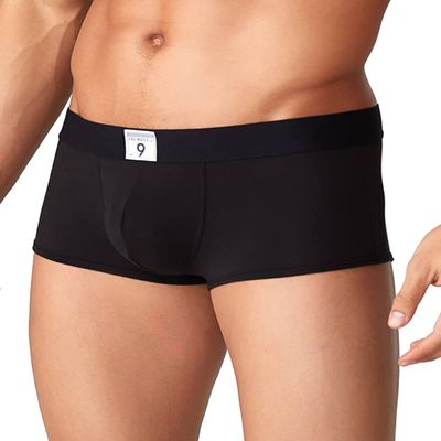 TAUWELL Mens Low Rise Sexy Solid Color Modal Boxer Briefs 22201 Black L(31-33)