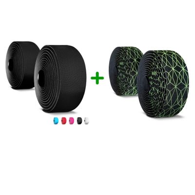 ALIEN PROS (Set of 4 Black & Cubic Mix Bike Handlebar Tape - Wrap Your Bike for an Awesome Comfortable Ride