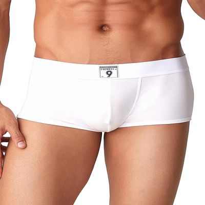 TAUWELL Mens Low Rise Sexy Solid Color Modal Boxer Briefs 22201 White XXL(36-38)