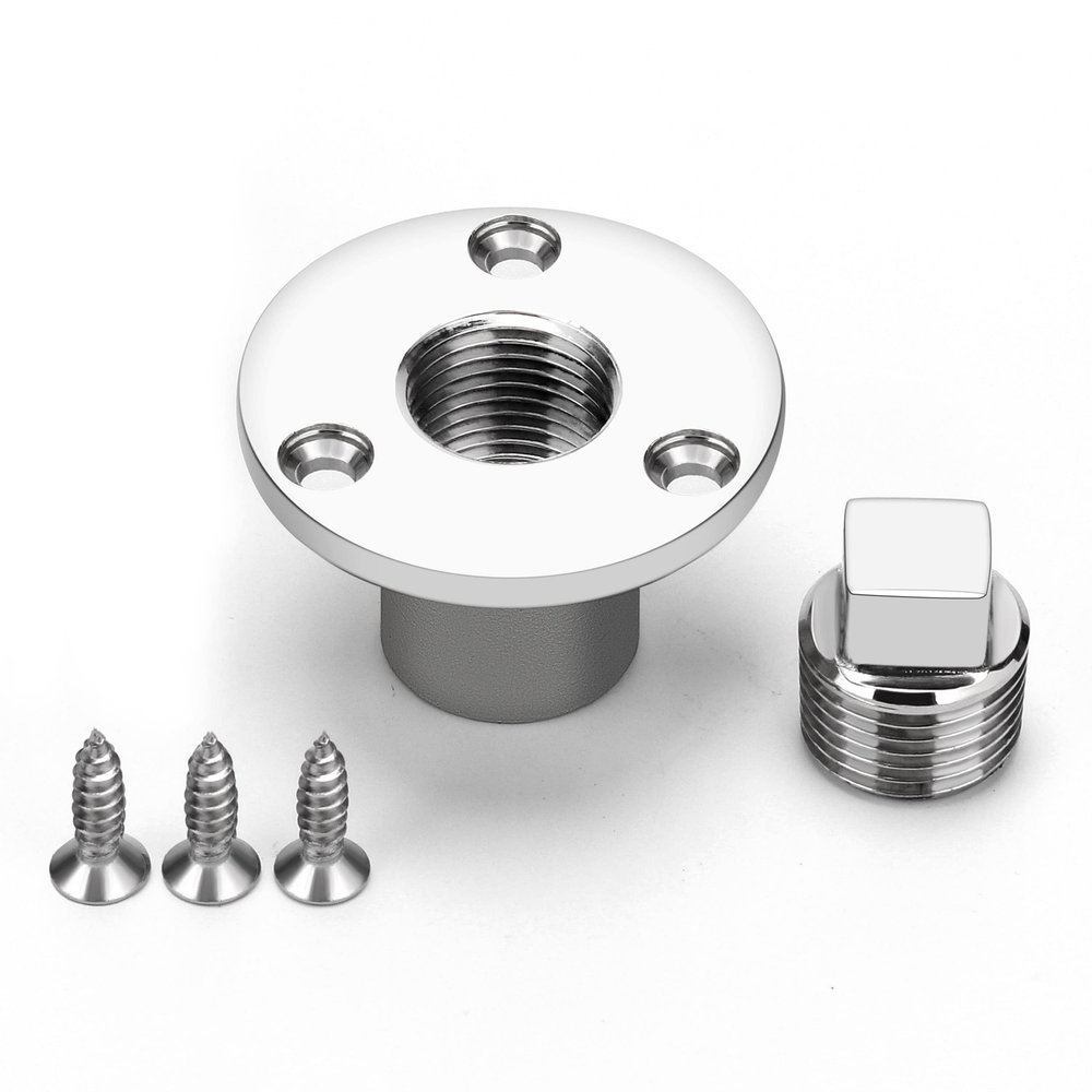 YUSOVE Garboard Drain Plug Kit,Marine 316 Stainless Steel Drain Plug Fits 1" Hole,with Screws,Boat Transoms Garboard Drain & Plug