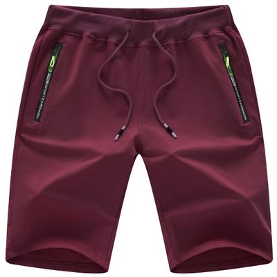Chrisuno Drawstring Shorts Mens Classic Fit Sweat Walking Men Big and Tall Wine Red Large