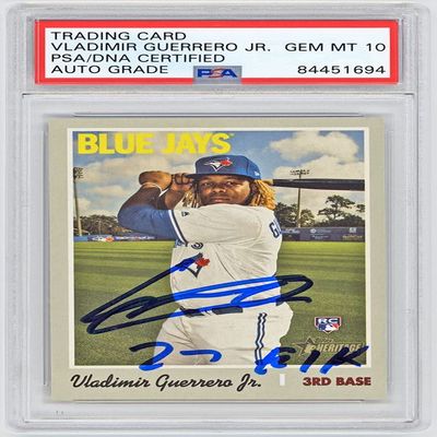 Vladimir Guerrero Jr 2019 Topps Heritage Autographed Inscription Rookie Card #504 - PSA/DNA 10