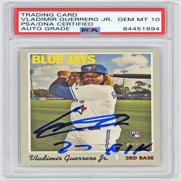 Vladimir Guerrero Jr 2019 Topps Heritage Autographed Inscription Rookie Card #504 - PSA/DNA 10