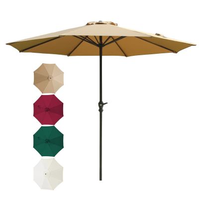 LIGUOYI Outdoor Umbrella Canopy 9ft/10ft Garden Parasol Patio Umbrella with Crank Handle Iron Column with 8 Ribs, UVresistant Outdoor Patio Table Parasol Umbrella Waterproof Without Base