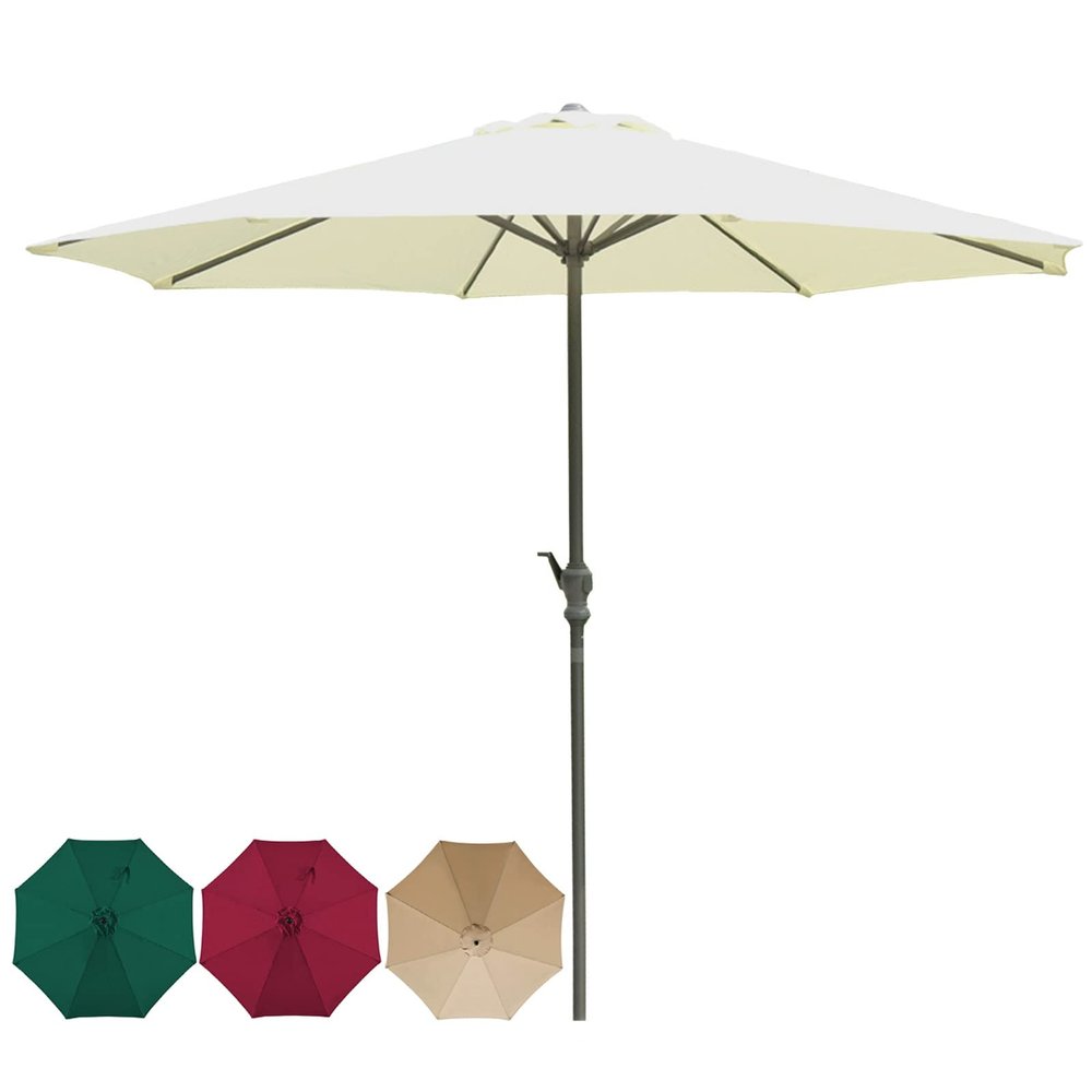 LIGUOYI Outdoor Table Umbrella 9ft/10ft Sun Umbrella for Garden Beach Umbrella with Crank Sun Protection Umbrella for Outdoor Table and Chairs Ventilation Parasol De Jardin for Beach/Pool/Patio