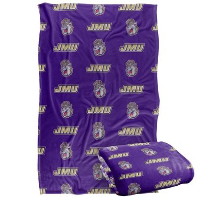 James Madison University Dukes Blanket, 36"x58" Logo Pattern, Silky Touch Super Soft Throw