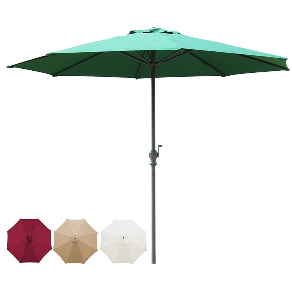 LIGUOYI Outdoor Table Umbrella 9ft/10ft Sun Umbrella for Garden Beach Umbrella with Crank Sun Protection Umbrella for Outdoor Table and Chairs Ventilation Parasol De Jardin for Beach/Pool/Patio