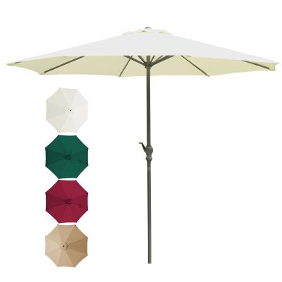 LIGUOYI Outdoor Umbrella Canopy 9ft/10ft Garden Parasol Patio Umbrella with Crank Handle Iron Column with 8 Ribs, UVresistant Outdoor Patio Table Parasol Umbrella Waterproof Without Base