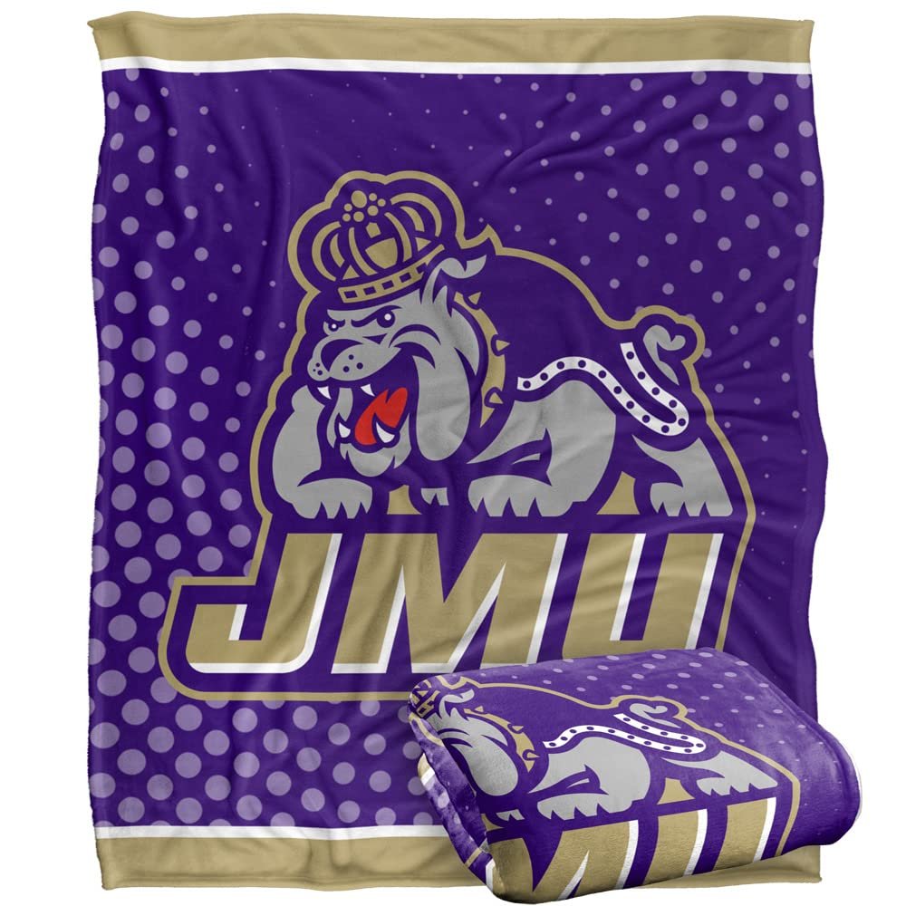 James Madison University Dukes Blanket, 50"x60", Logo Dots, Silky Touch Super Soft Throw