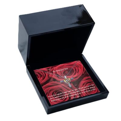 Cross Dancing Necklace Luxury Box - Special Jewelry for Wife, Anniversary Presents for Beautiful Wife, Heart Necklace, Dancing Wishbone Sterling Silve