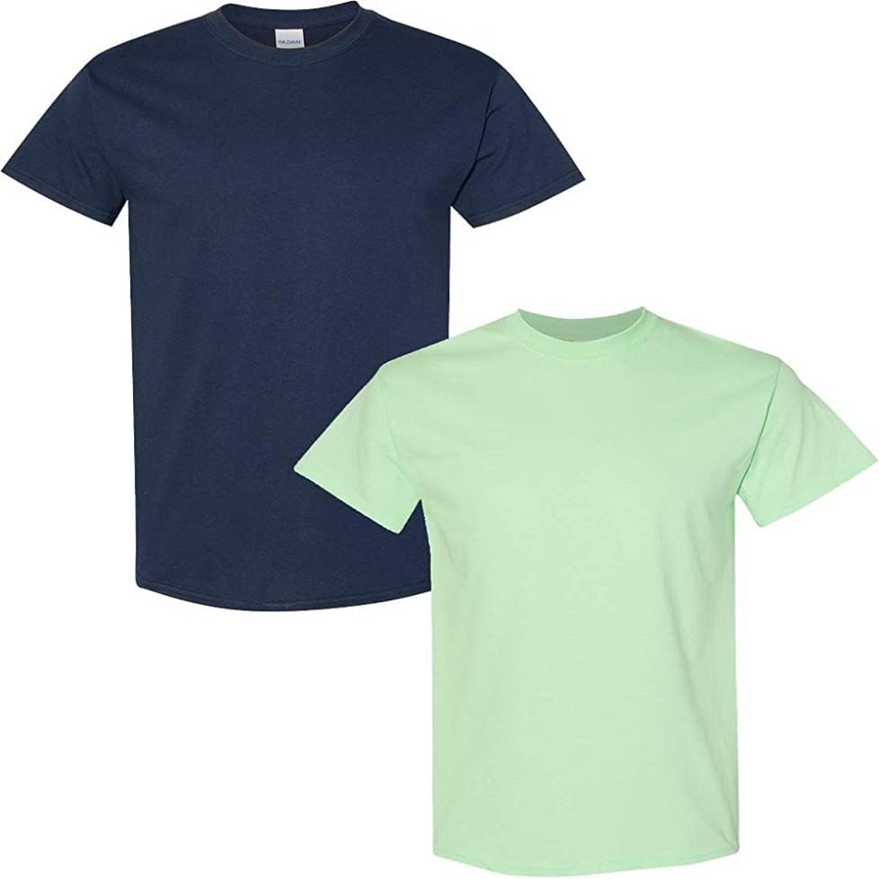 Apparel Globe Men's Heavy Cotton T-Shirt, Navy/Mint Green, X-Large 2PK