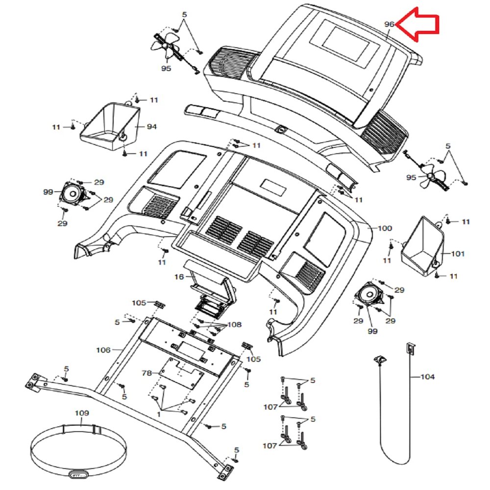 Display Console Assembly 380790 Works with 2950 Treadmill