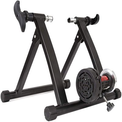 SMSOM Portable Bike Trainer Stand, Magnetic Bike Trainer Stand for Indoor Exercise Riding, Stationary Bike Resistance Trainer for 26"-28", 700C Wheels (Black)