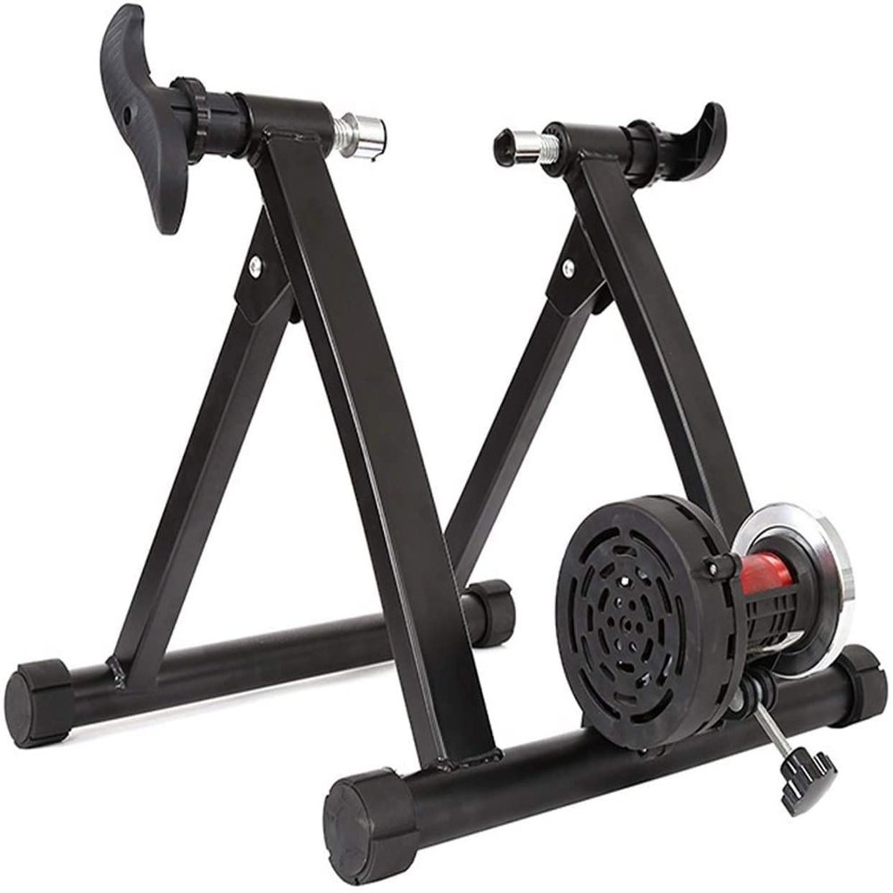 SMSOM Portable Bike Trainer Stand, Magnetic Bike Trainer Stand for Indoor Exercise Riding, Stationary Bike Resistance Trainer for 26"-28", 700C Wheels (Black)