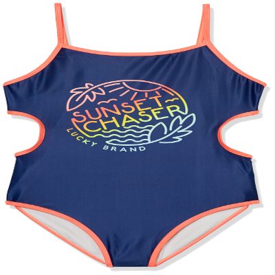 Lucky Brand Girls' One-Piece and Two-Piece Bikini Swimsuits with UPF 50+ Sun Protection, Quick Drying Bathing Suit, Medieval Blue, 8-10