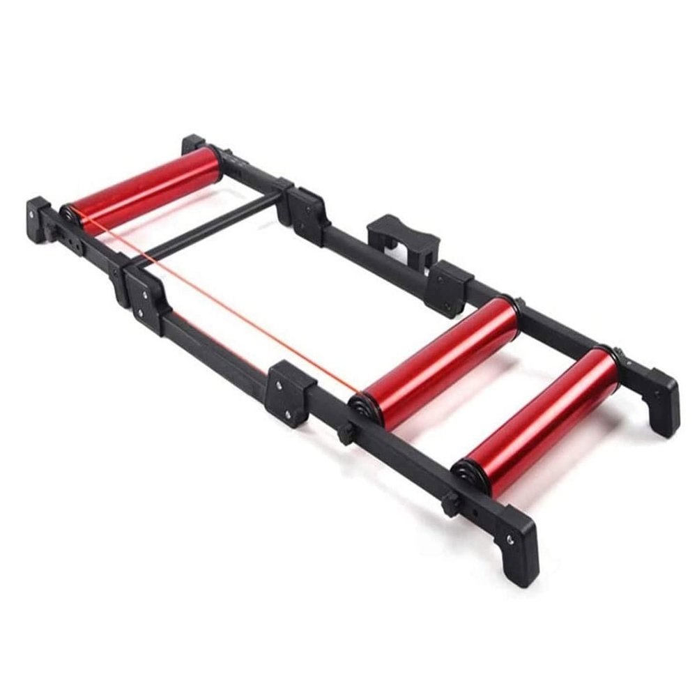 SMSOM Bike Trainer Stand, Portable Bike Rollers, Adjustable Bike Trainer Stand, Foldable Indoor Cycling Bicycle Roller for MTB Road Bike Exercise (Red)