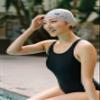 Lane5 Swim - 2-Pack Adult Silicone Swim Cap - Beautiful designs for women. Latex free. Spotted print and solid Blue view 1