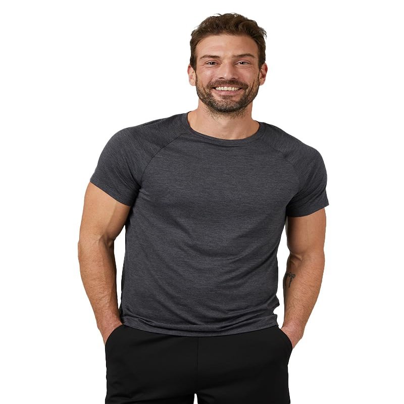 32 Degrees Cool Mens Active T-Shirt | Raglan Short Sleeve | Quick Dry | Anti-Odor, Black Space Dye, XX-Large