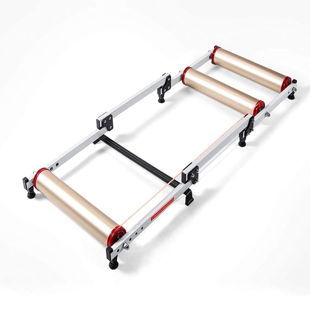 SMSOM Bike Trainer Stand, Bike Rollers, Adjustable Bike Trainer Stand, Foldable Indoor Cycling Bicycle Roller for MTB Road Bike Exercise (White)