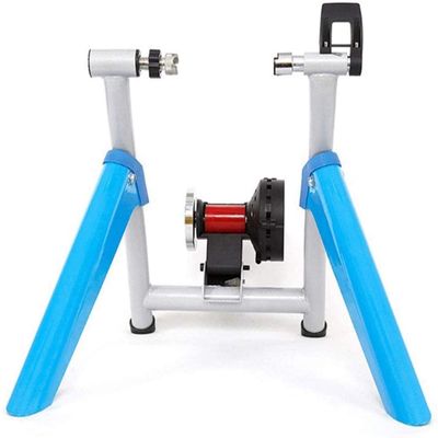 SMSOM Bike Trainer Stand, Portable Indoor Exercise Bicycle Trainer Magnetic Flywheel, Stationary Bike Resistance Trainers for Road & Mountain Bikes (Blue)