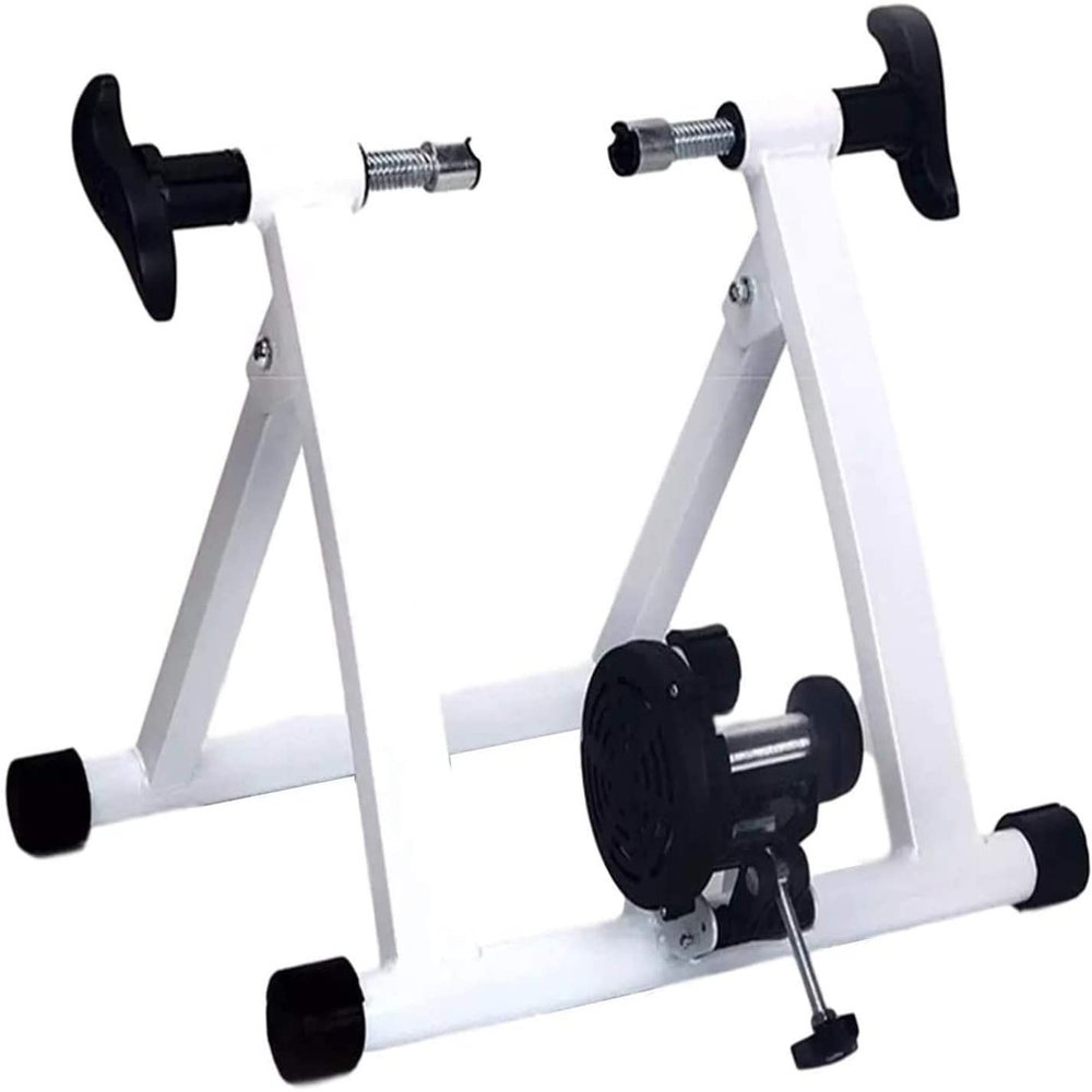 SMSOM Bike Trainer Stand, Magnetic Indoor Bike Trainer Stand, Foldable & Lower Noise, Portable Bike Exercise Stand for Mountain & Road Bikes (Color : White)