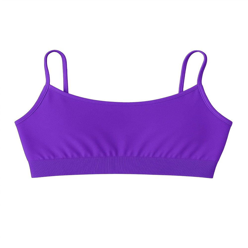 Kurve Girls Training Sports Bra Seamless Bralette Kids Crop Cami Tank Top UV Protective Fabric UPF 50+ Made in USA, Neon Purple, Age 14-17