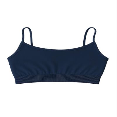 Kurve Girls Training Sports Bra Seamless Bralette Kids Crop Cami Tank Top UV Protective Fabric UPF 50+ Made in USA, Dark Navy, Age 14-17