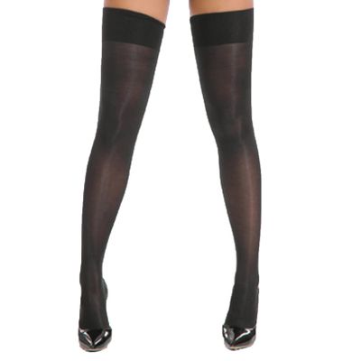 Agoky Women's Stretchy Stay Up Pantyhose Glossy Shiny Oil Footed Tights Silk Stockings Black One Size
