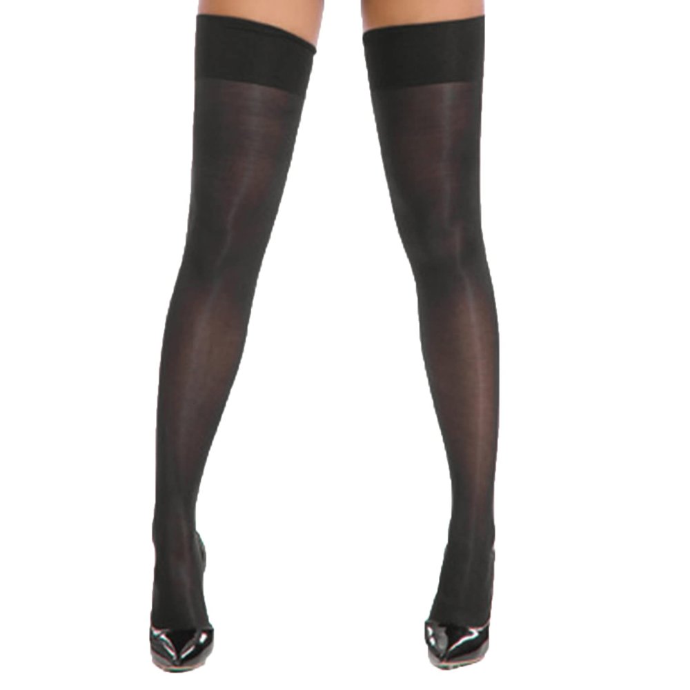 Agoky Women's Stretchy Stay Up Pantyhose Glossy Shiny Oil Footed Tights Silk Stockings Black One Size