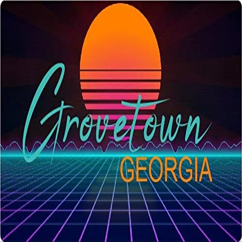 Grovetown Georgia 2 X 1.25-Inch Vinyl Decal Stiker Retro Neon Design
