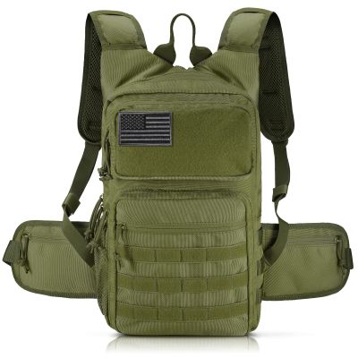 Tactical Hydration Pack Backpack, Military Molle Water Backpack for Hiking Running Cycling Climbing Hunting Fishing(No Water Bladder Included) (Army Green)