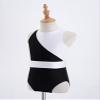 Aislor Girls' Ballet Dance Leotard Sleeveless Mesh Patchwork Criss Cross Back Unitards Gymnastic Jumpsuit Activewear Black&White 14 Years view 3