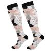 Seamless White Black Pink Pig Texture 1 Pair Unisex Compression Crew Knee High Sock Long Athletic Soft Circulation Socks for Running,Medical Nurse,Travel,Cycling view 1