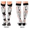 Seamless White Black Pink Pig Texture 1 Pair Unisex Compression Crew Knee High Sock Long Athletic Soft Circulation Socks for Running,Medical Nurse,Travel,Cycling view 2
