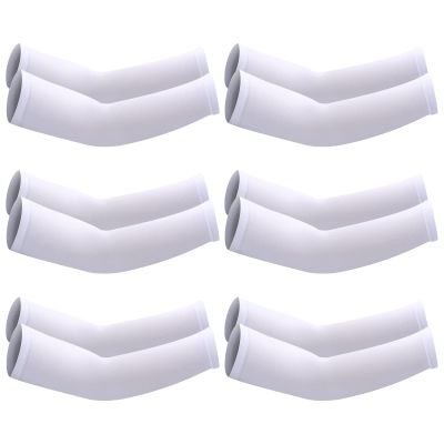 SATINIOR 6 Pairs Arm Sleeves for Kids, Compression Arm Sleeve for Basketball Football Baseball Youth Boy Girl Sports(White)
