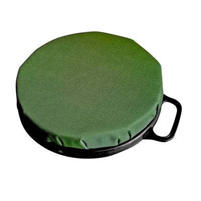 AUSCAMOTEK Swivel Bucket Lid Seat with Padded Camo Pail Top Seat Cushion for Hunting Fishing Gardening Quiet and Comfortable-Green