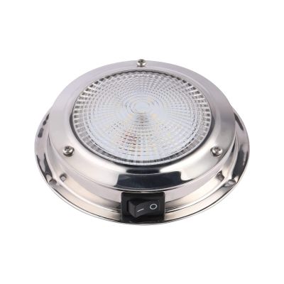 Besramtic Marine Dome Light LED Boat Cabin Lights White with Switch Stainless Steel Surface Mount 12 Volts (6.0 Inches)