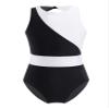 Aislor Girls' Ballet Dance Leotard Sleeveless Mesh Patchwork Criss Cross Back Unitards Gymnastic Jumpsuit Activewear Black&White 6 Years view 1