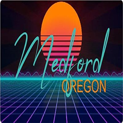 Medford Oregon 2 X 1.25-Inch Vinyl Decal Stiker Retro Neon Design