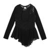 winying Girls Shiny Long Sleeves Mock/Round Neck Keyhole Back Roller Ice Figure Skating Dress Ballet Dancewear Black D 12 Years view 4