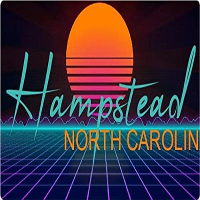 Hampstead North Carolina 2 X 1.25-Inch Vinyl Decal Stiker Retro Neon Design