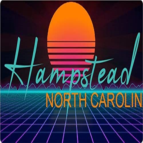 Hampstead North Carolina 2 X 1.25-Inch Vinyl Decal Stiker Retro Neon Design