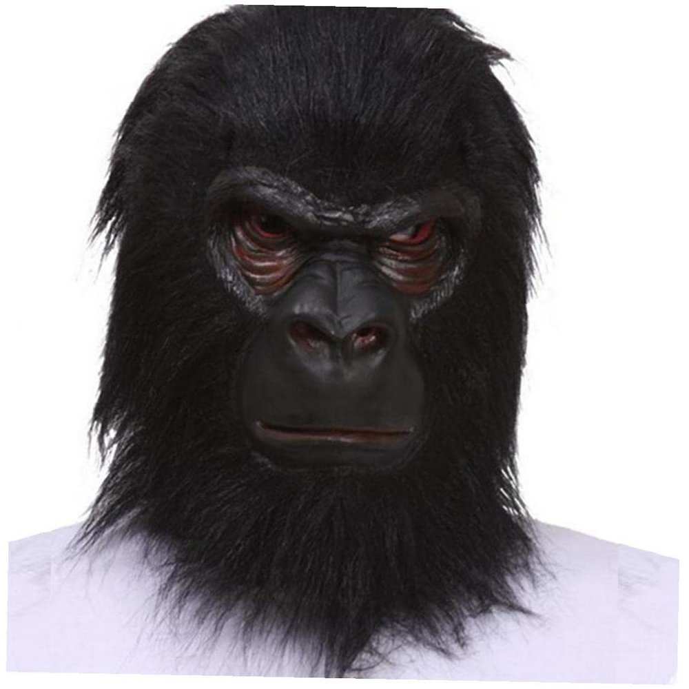 Froiny Halloween Latex Gorilla Mask Adult Full Face Funny Animal Mask Monkey Halloween Party Cosplay Props, Black