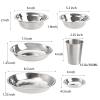 TOPZEA Set of 26 Stainless Steel Camping Plates and Bowls, Camping Mess Kits Camping Dish Set Tableware Includes Plates, Bowl, Cups, Stainless Steel Dinnerware for Camping, Hiking, Travel, Picnic view 2