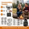 TOPZEA Set of 26 Stainless Steel Camping Plates and Bowls, Camping Mess Kits Camping Dish Set Tableware Includes Plates, Bowl, Cups, Stainless Steel Dinnerware for Camping, Hiking, Travel, Picnic view 3