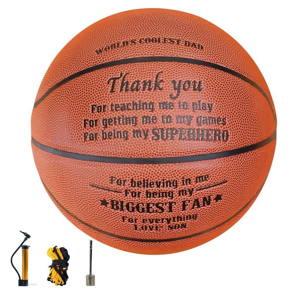 CybGene Dad Gifts from Son, Engraved Basketball for Dad, Stepfather, Father, Thank You Gifts for Dad, Dad/Father Appreciation Gifts, World's Coolest Dad, Engraved Basketball