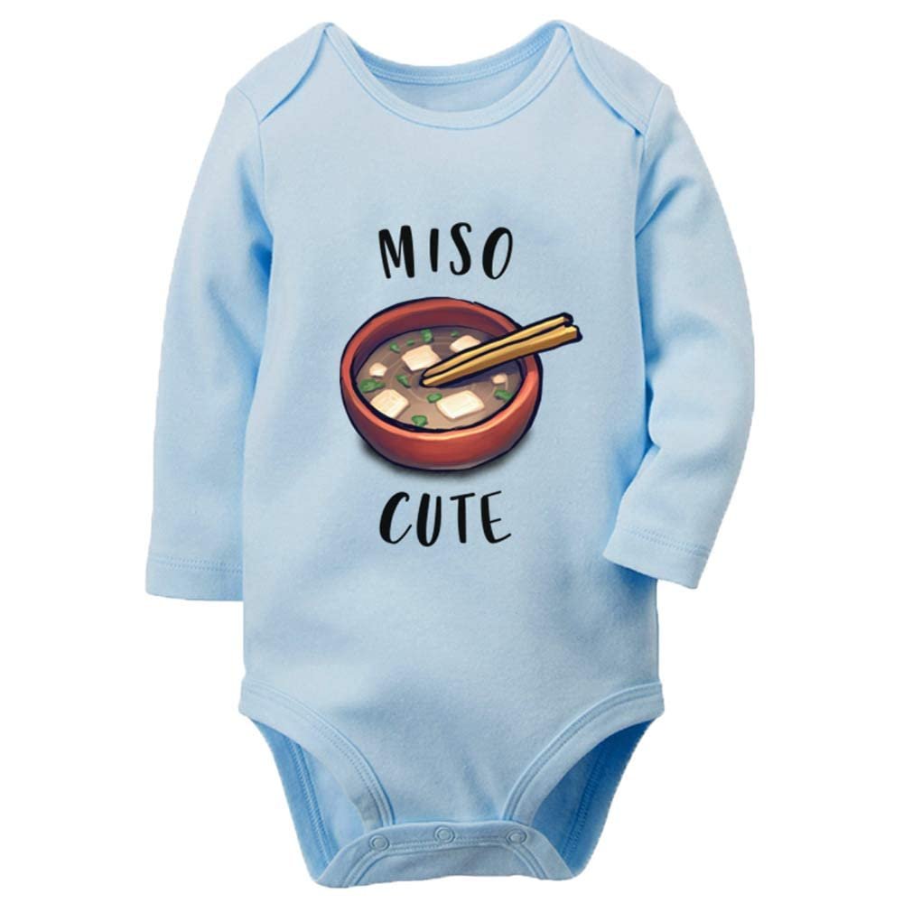 Poemsimai Miso Cute I'm Cute Bodysuit Infant Rompers Unisex Baby Long Sleeve Onesie C-Blue