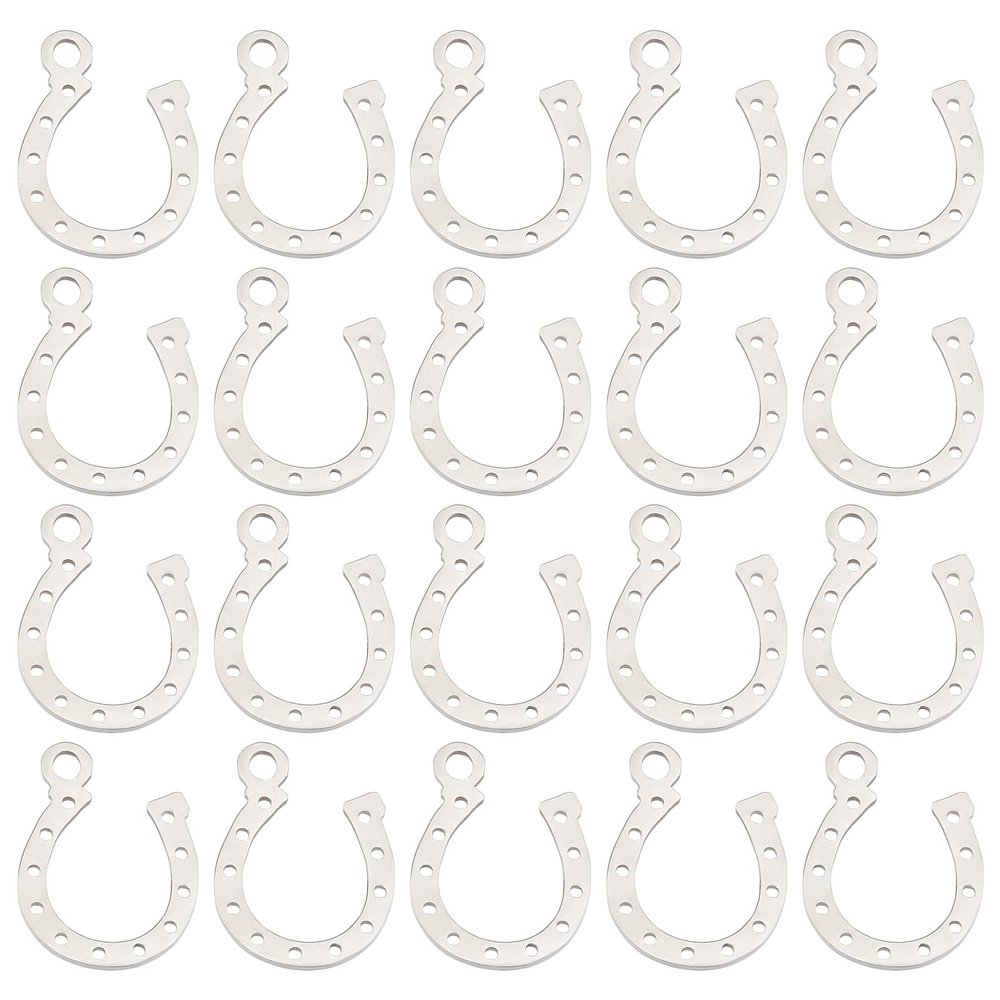 DICOSMETIC 20pcs Stainless Steel Lucky Horseshoe Pendant U-Shaped Charm Horse Strirrup Lariat Pendnat Equestrian Gift for Bracelet Necklace Earrings Making