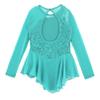 winying Girls Shiny Long Sleeves Mock/Round Neck Keyhole Back Roller Ice Figure Skating Dress Ballet Dancewear Mint Green D 12 Years view 4