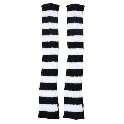 Goth Leg Warmers for Women 1 Pair Autumn Winter Lady Stretch Jk Knee-Length Cool Hipster Fashion Zebra Knit Socks